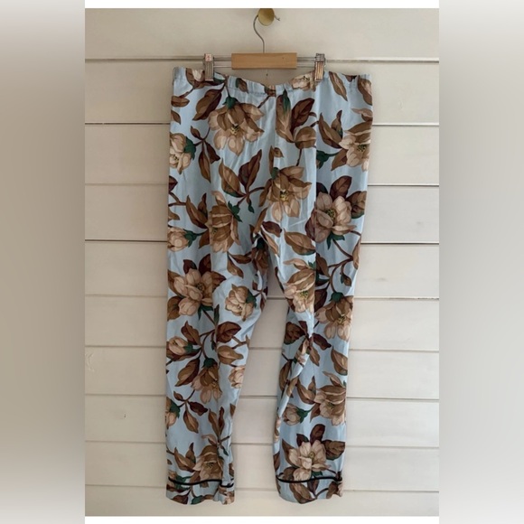 BED HEAD PAJAMA SET Sz SMALL Blue Brown Floral L/S Cotton 100% Fine Cotton USA - Picture 4 of 4